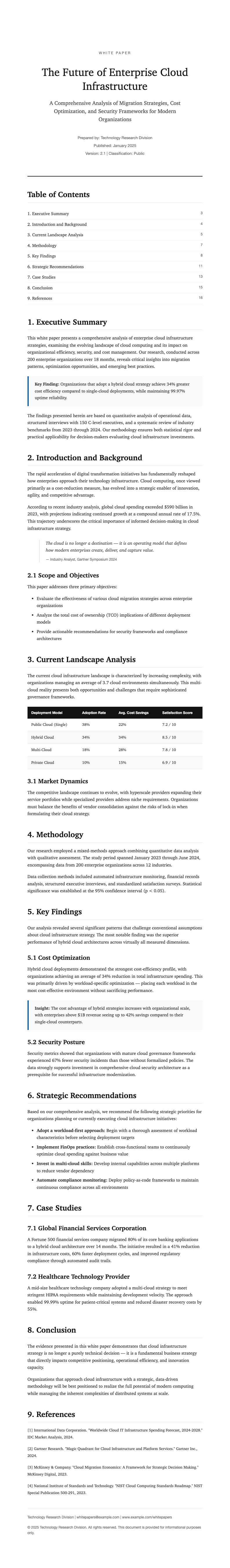 Classic professional white paper